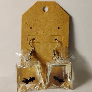 Custom “goldfish in a bag” earrings!